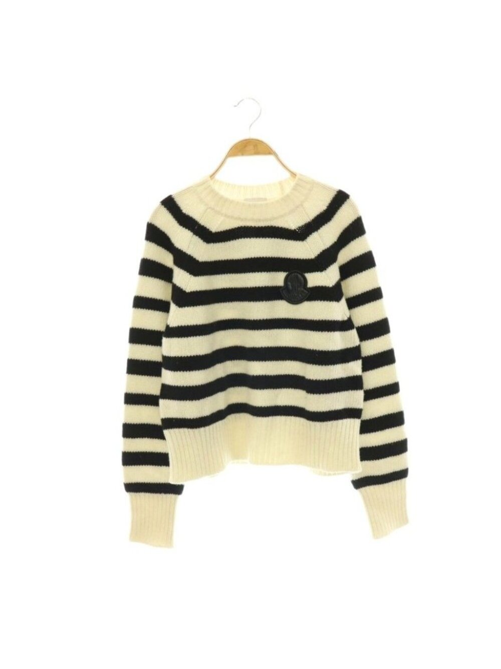 Moncler Girocollo Tricot Crew Neck Logo Patch Knit Sweater Long Sleeve Border S